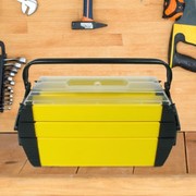 Fleming Supply 3-Tier Parts and Crafts Toolbox 18-inch Cantilever Utility with 5 Compartments for Storage (Yellow) 830778LUM